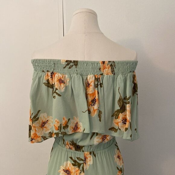 Flynn Skye Mint Gatherings Miranda Off Shoulder Maxi Dress Size Medium - Picture 9 of 16